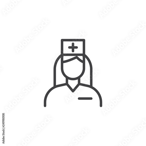 Nurse doctor with medical hat vector icon. filled flat sign for mobile concept and web design. Female doctor glyph icon. Symbol, logo illustration. Pixel perfect vector graphics