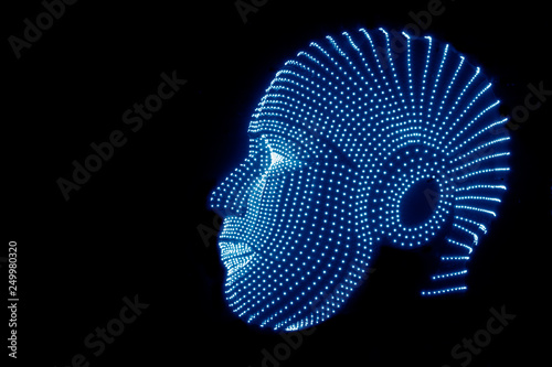 Fotografía illuminated gots connected to thinkers, symbolizing the meaning of artificial in