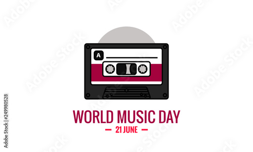 World Music Day 21 June with Cassette Illustration
