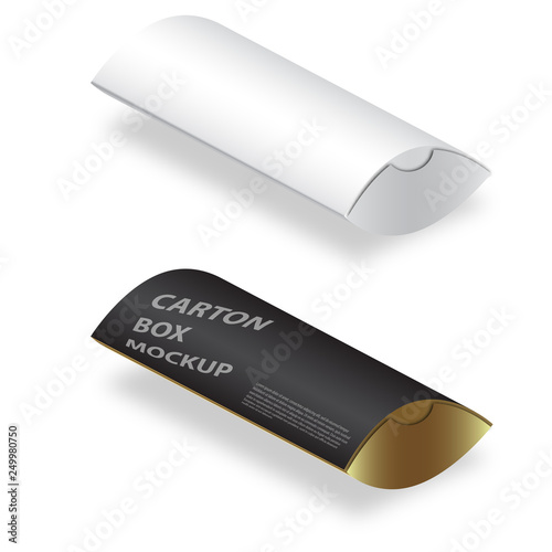 White blank cardboard package pillow box mockup.