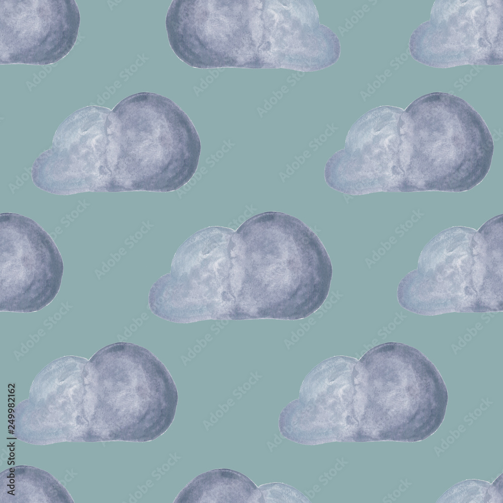 Seamless watercolor pattern. The drawing is made by hand. Design of fabric, cover, Wallpaper, postcards.. Clouds/ Seamless watercolor pattern. The drawing is made by hand. Design of fabric, cover, Wallpaper, postcards.. Clouds/