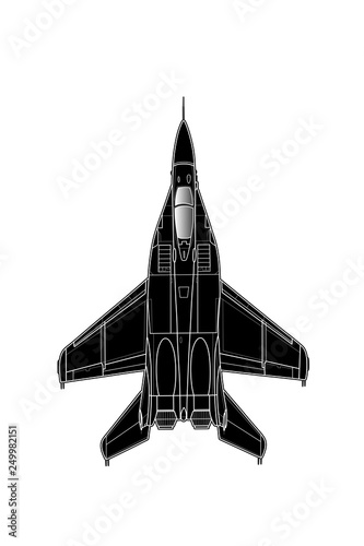 Modern Russian jet fighter aircraft. Vector draw