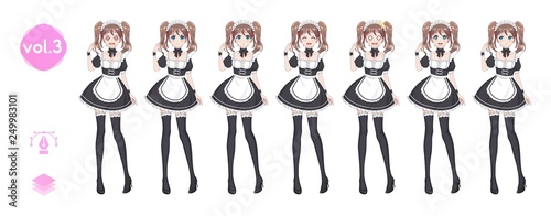 Anime manga girl. Costume of maid cafe