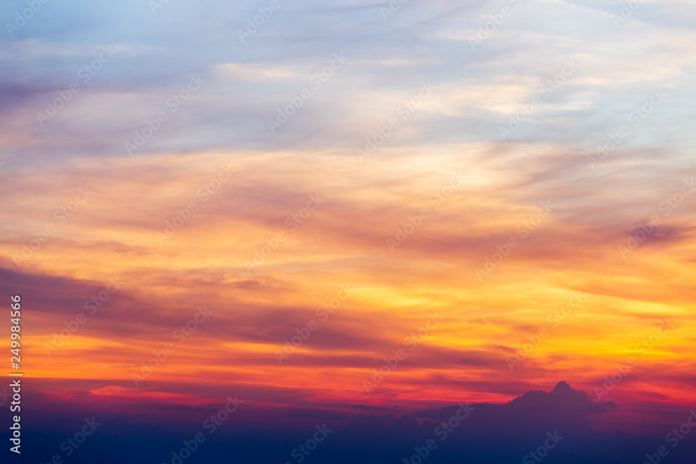 .colorful dramatic sky with cloud at sunset