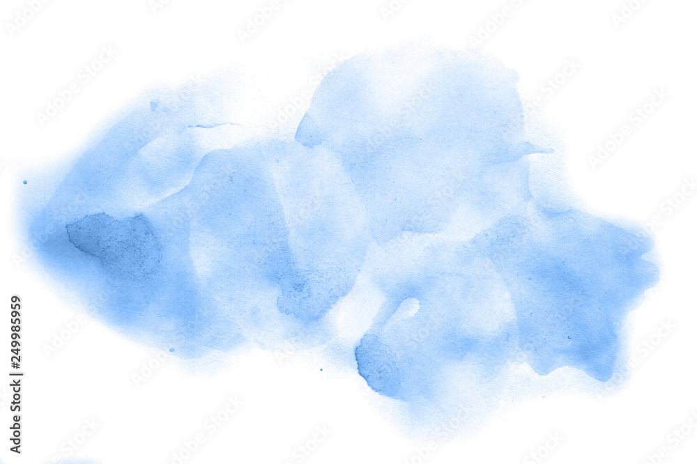 Obraz Abstract watercolor background hand-drawn on paper. Volumetric smoke elements. Blue color. For design, web, card, text, decoration, surfaces.