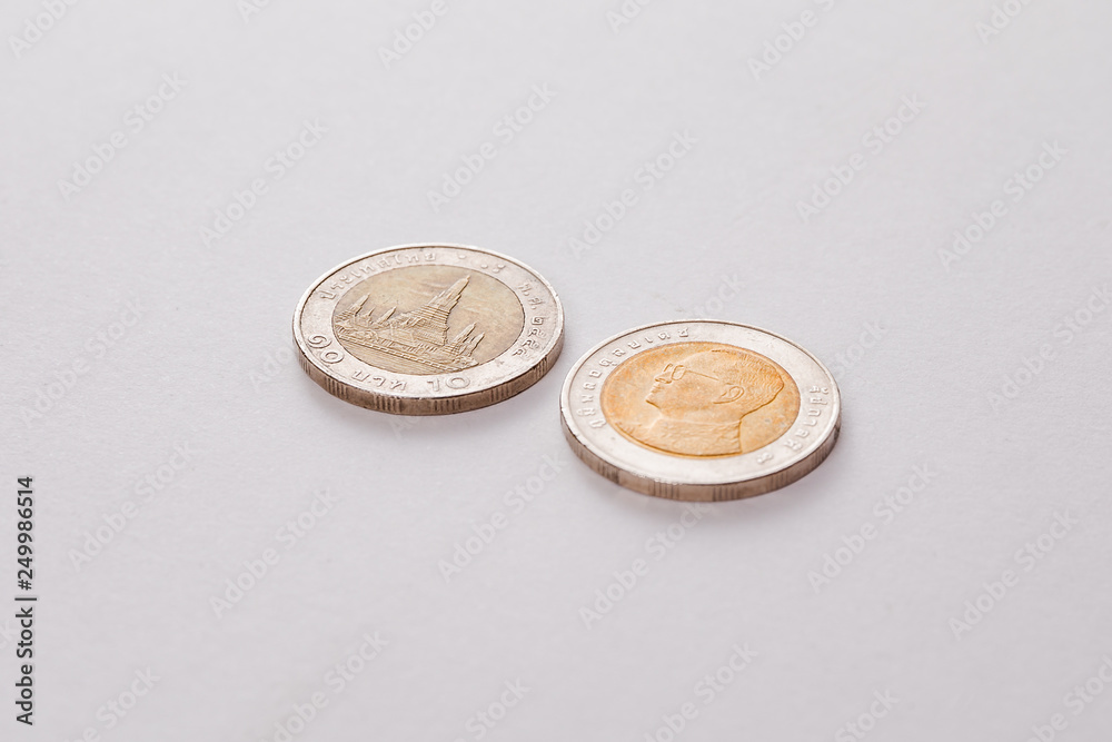 National currency of different countries. Banknotes and coins. The Thai currency, Azerbaijan currency, U.S. dollars.