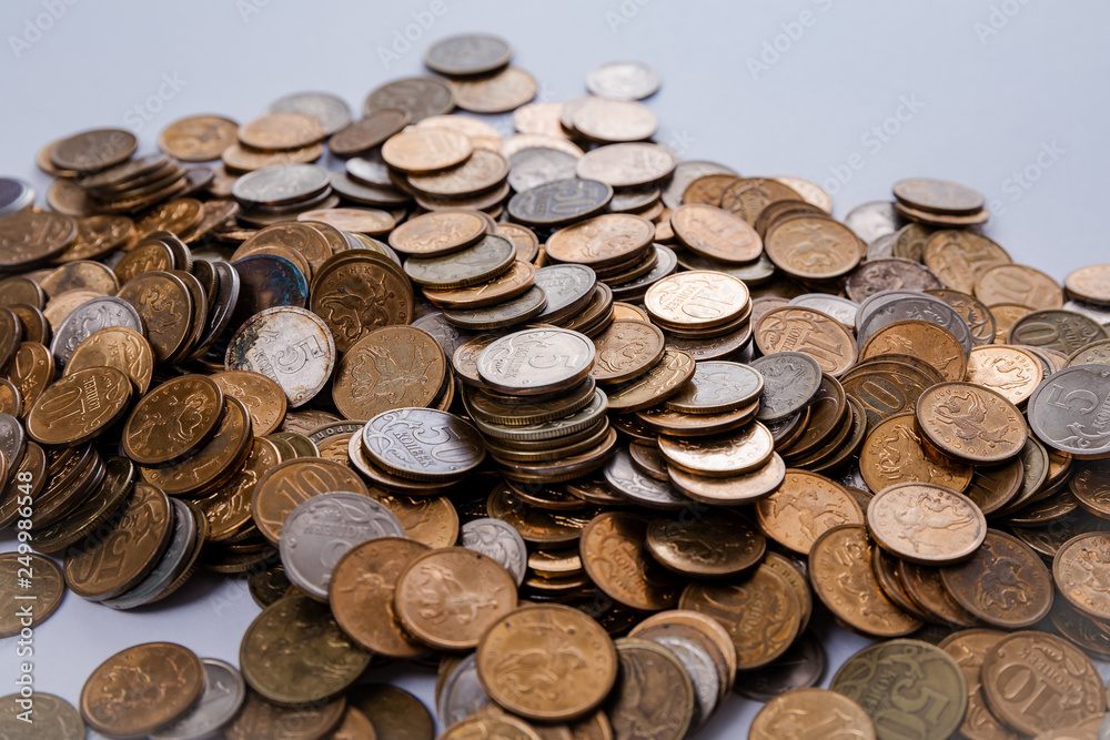 Russian coins on white background. Russian coins on white background.