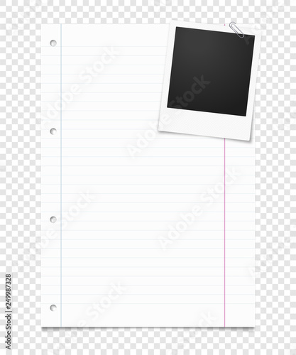 Liniertes Blatt Papier mit Foto