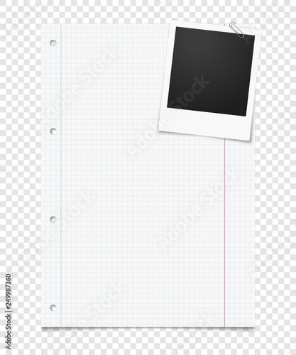 Kariertes Blatt Papier mit Foto