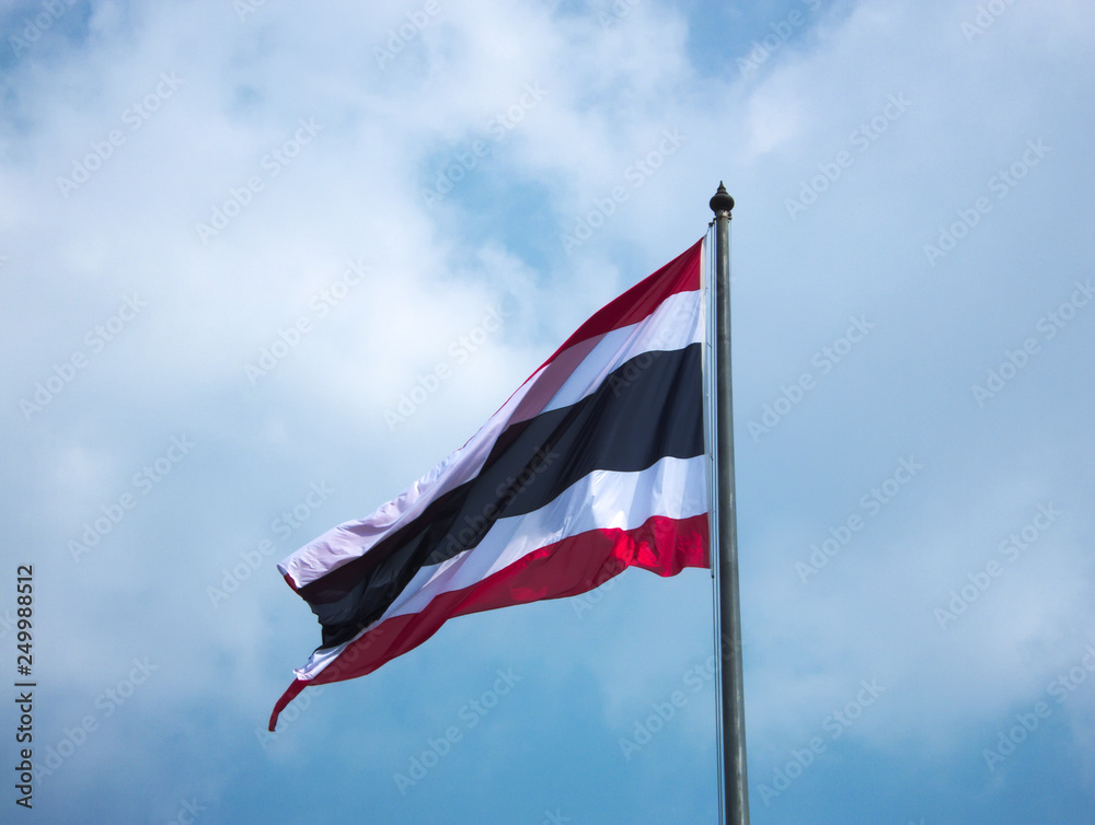The flag of Thailand is blown in the wind. The flag of Thailand is blown in the wind.