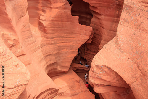 Antelope Canyon on Navajo land east of Page, Arizona. It is a slot canyon in the American Southwest. Lower Antelope has narrow slots and carved shoots.