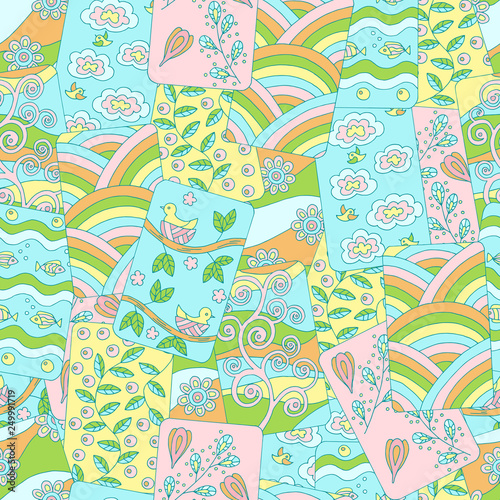 Abstract seamless pattern of spring pictures