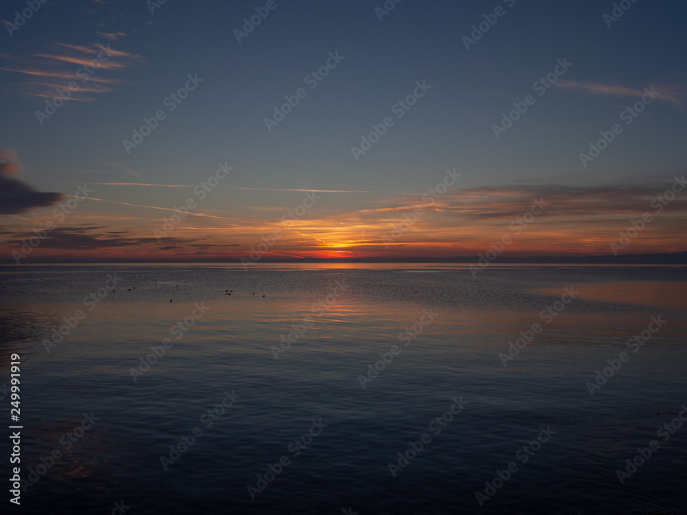 Sunset on the water. Horizontal landscape. Sunset on the water. Horizontal landscape.