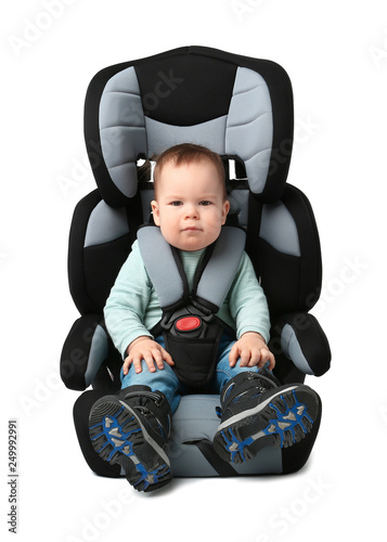 Baby boy buckled in car sea...