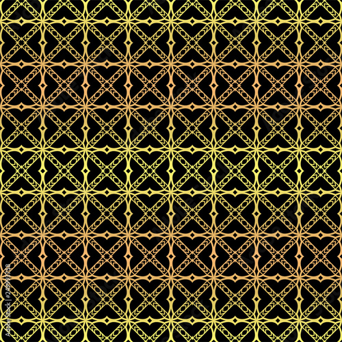 Luxury seamless Lace Geometric Ornament. Vector illustration. Black, gold color