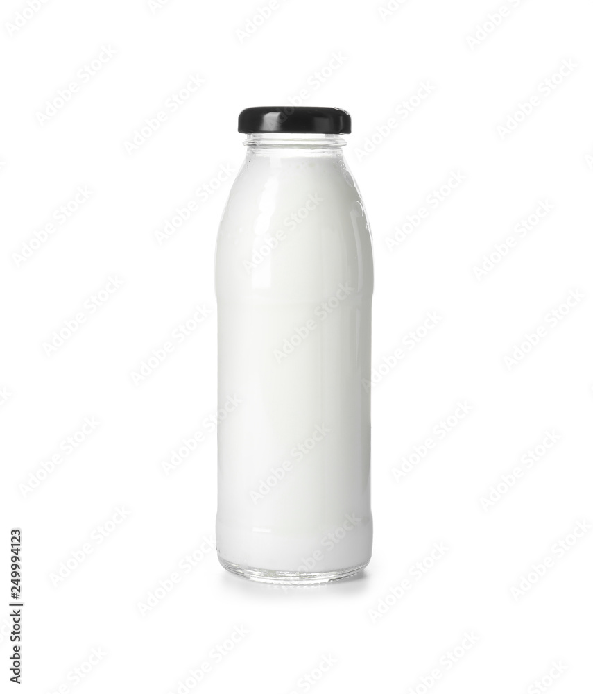Bottle of tasty fresh milk on white background Bottle of tasty fresh milk on white background