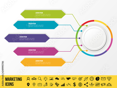 Modern Vector Infographics Elements Design Template. Business Data Visualization Infographics Timeline with Marketing Icons most useful can be used for workflow, presentation, diagrams, annual reports