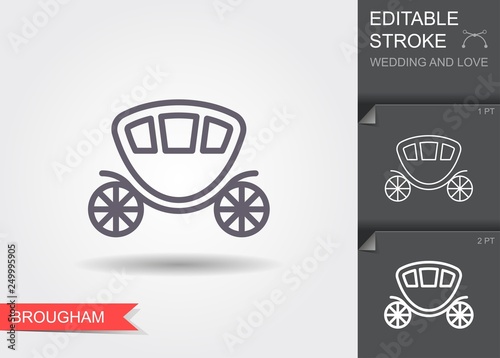 Wedding carriage. Line icon brougham with editable stroke