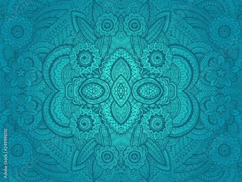Vector seamless abstract hand drawn pattern with floral ornament