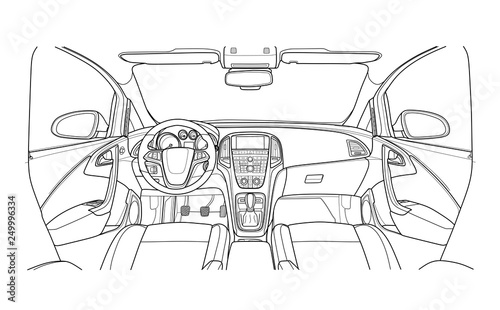 Machine inside. Interior of the vehicle. Vector
