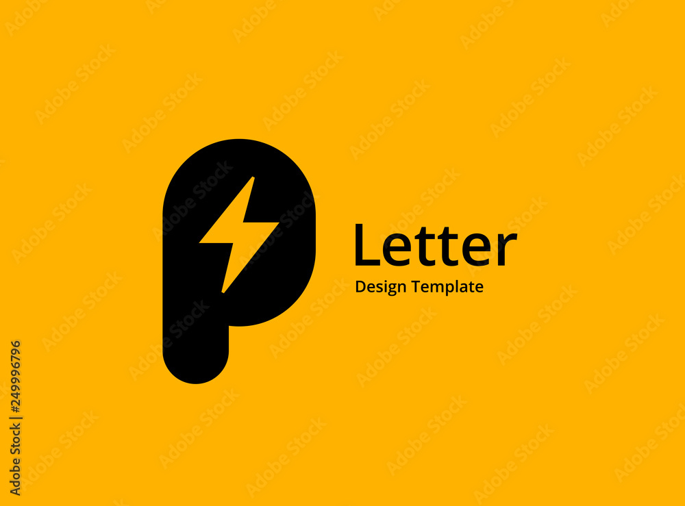 Letter P lightning logo icon design template elements - obrazy, fototapety, plakaty 