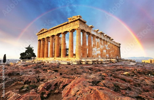 Athens, Greece - Acropolis with rainbow