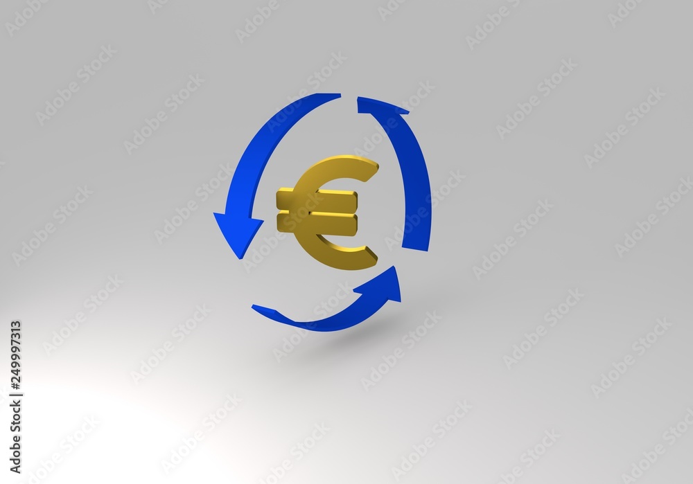 Fototapeta premium euro and dollars symbol, 3d illustration