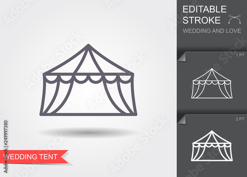 Wedding tent. Line icon with shadow and editable stroke