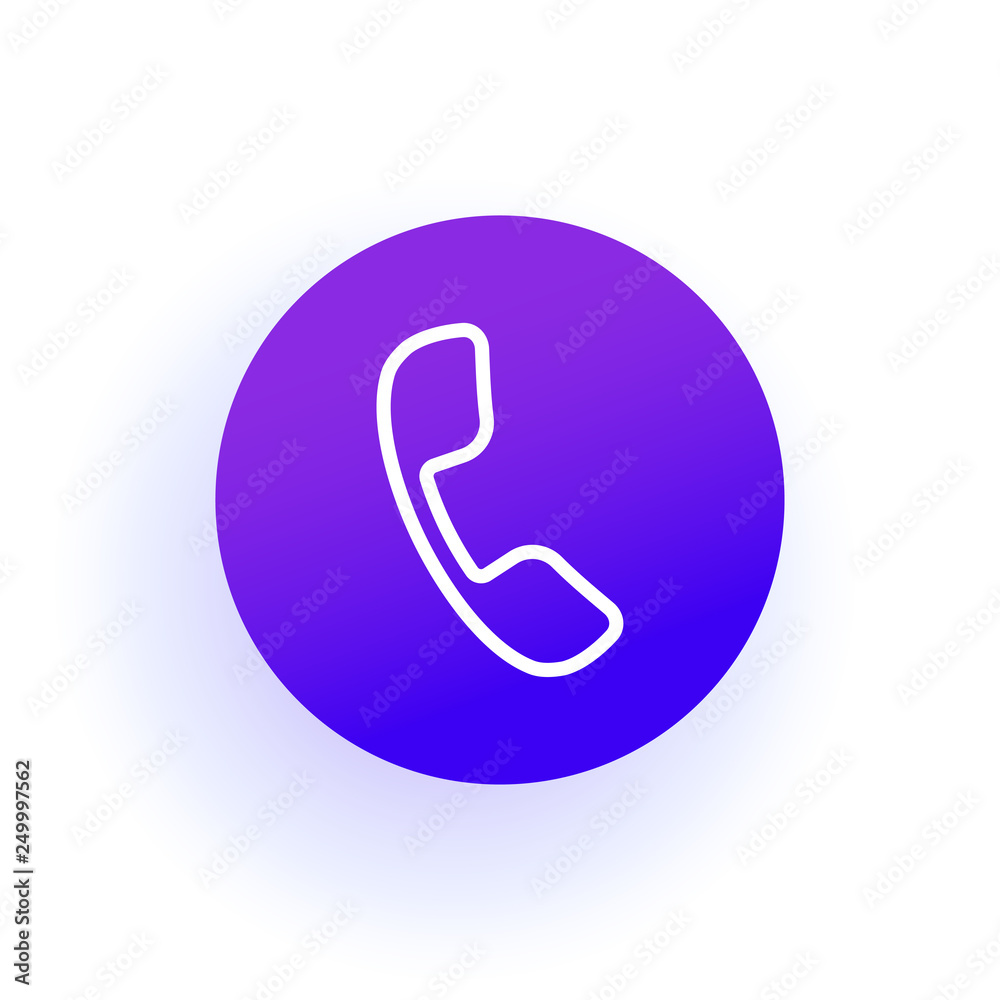 Phone icon. Handset in a circle. Purple gradient Phone icon. Handset in a circle. Purple gradient