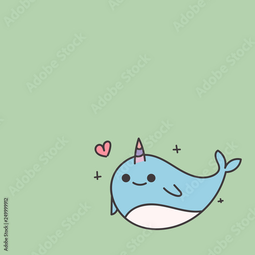 Kawaii delphine with love. Vector.