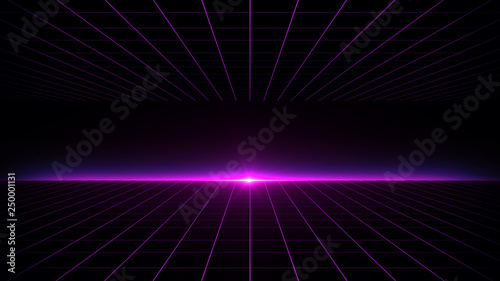 Obraz na płótnie Retro Sci-Fi Background Futuristic landscape of the 80`s. Digital Cyber Surface. Suitable for design in the style of the 1980`s w salonie