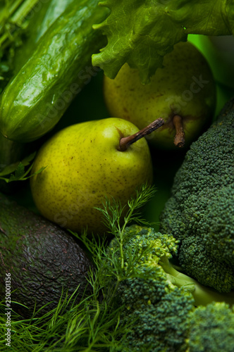 Green food still life