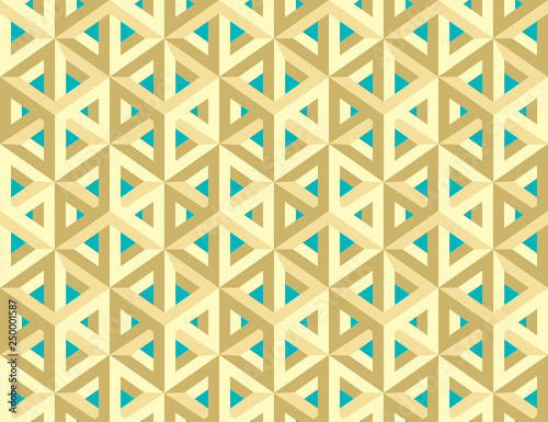 Isometric 3d hollow cubes seamless pattern in style Escher, imp-art or impossible figures.