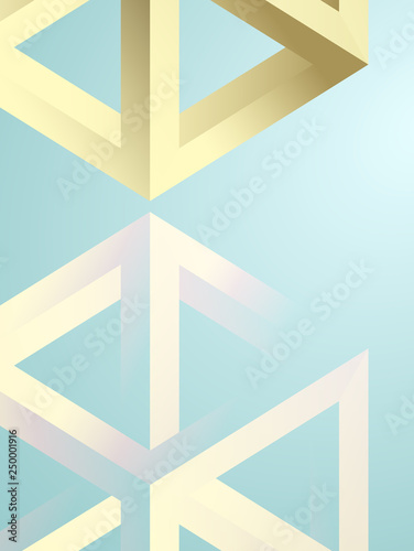 Impossible figures isometric 3d hollow cubes in Escher style, imp-art. Geometric 3D shape optical illusion vector background for posters and brochures with hatching on the glass
