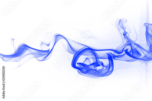 Blue smoke abstract on white background, ink water