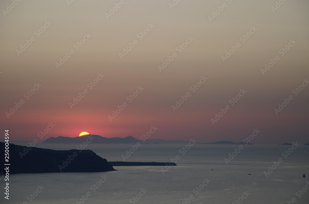 Beautiful sunset over Santorini