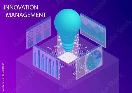Innovation management concept. 3d isometric vector illustration
