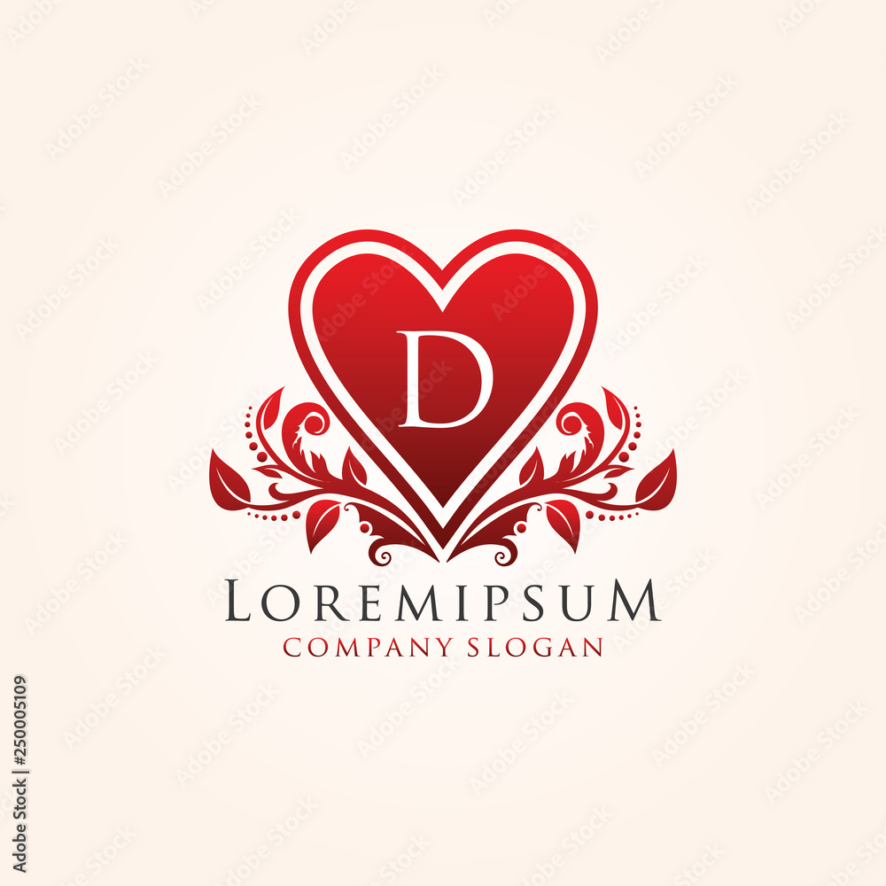 Luxury Heart D Letter Logo Stock Vector | Adobe Stock
