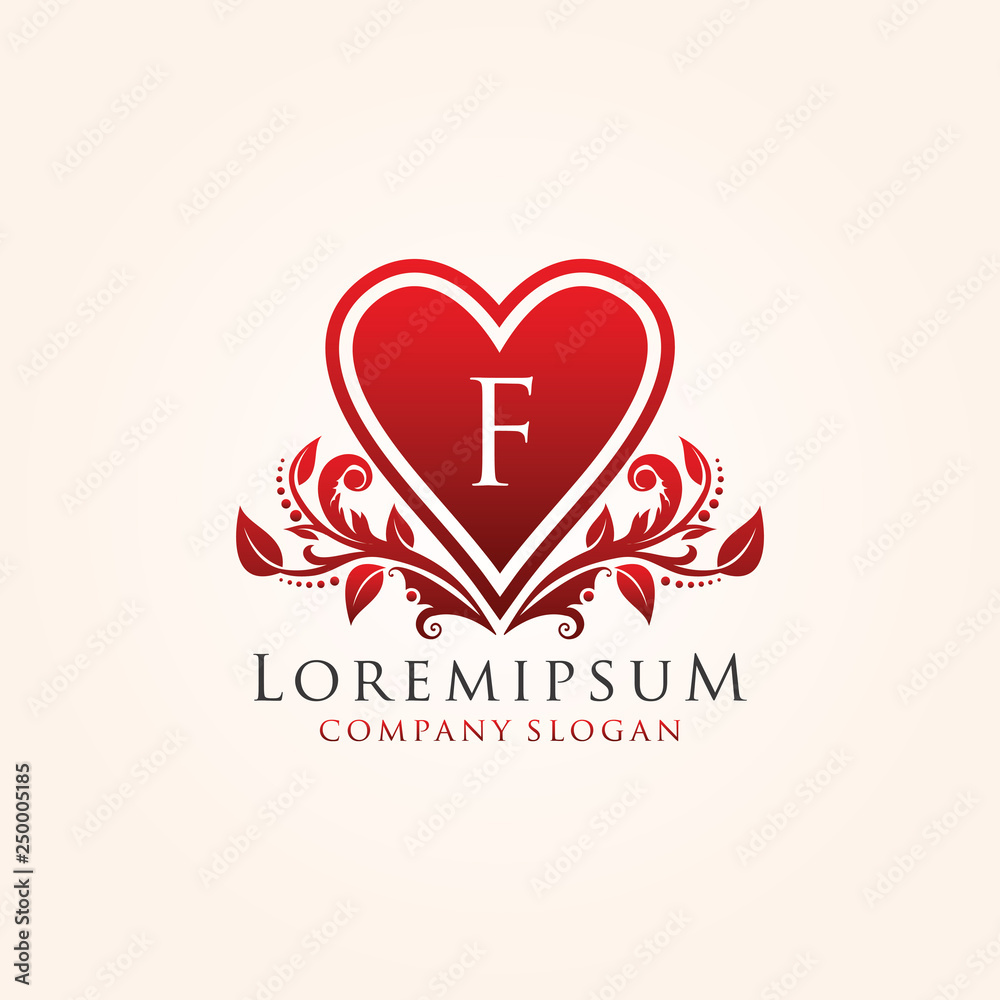 Luxury Heart F Letter Logo
