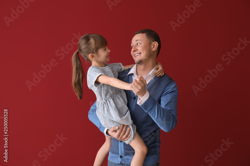 Father and his cute little ...