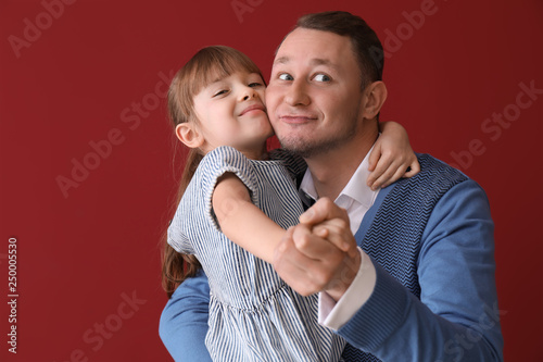 Father and his cute little ...