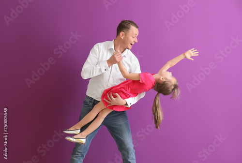 Father and his cute little ...