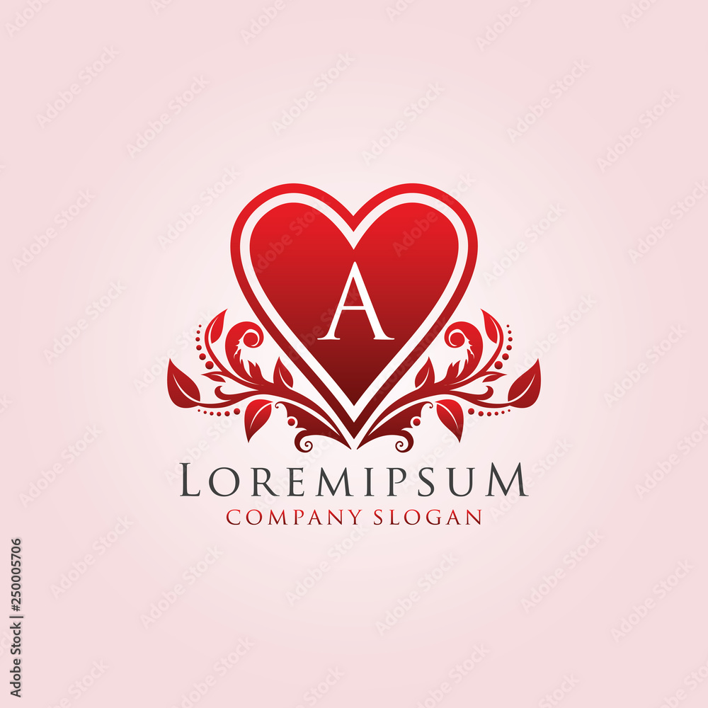 Luxury Heart A Letter Logo