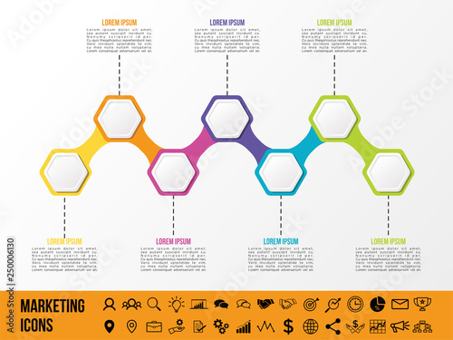 Modern Vector Infographics Elements Design Template. Business Data Visualization Infographics Timeline with Marketing Icons most useful can be used for workflow, presentation, diagrams, annual reports