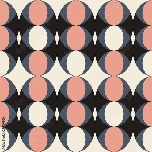 Circle and semicircle abstract vector pattern, geometric background