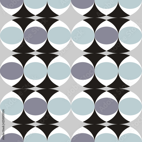Circle and semicircle abstract vector pattern, geometric background