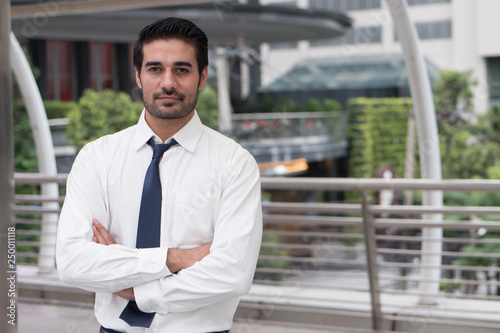 Εκτύπωση καμβά asian business man crossing arm; portrait of Asian, north indian successful and