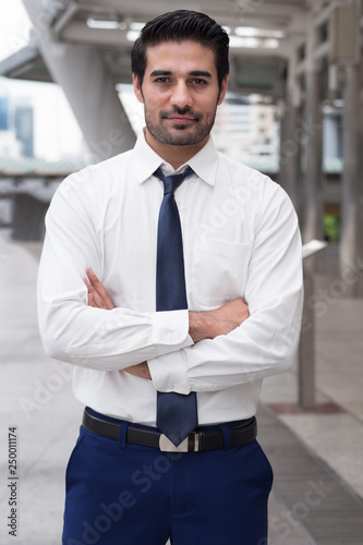 Cuadro en lienzo asian business man crossing arm; portrait of Asian, north indian successful and