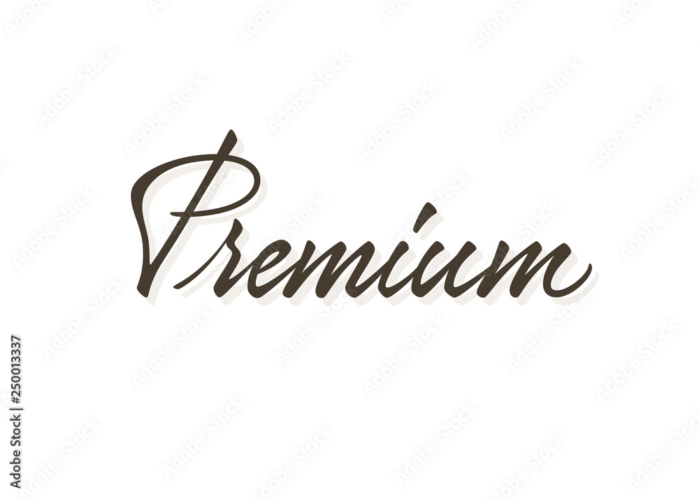 Premium vector lettering. Handwritten text label. Freehand typography design