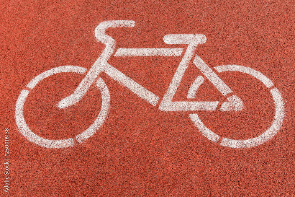 Sign bike on a bike path. The concept of a healthy lifestyle.